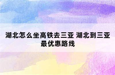 湖北怎么坐高铁去三亚 湖北到三亚最优惠路线